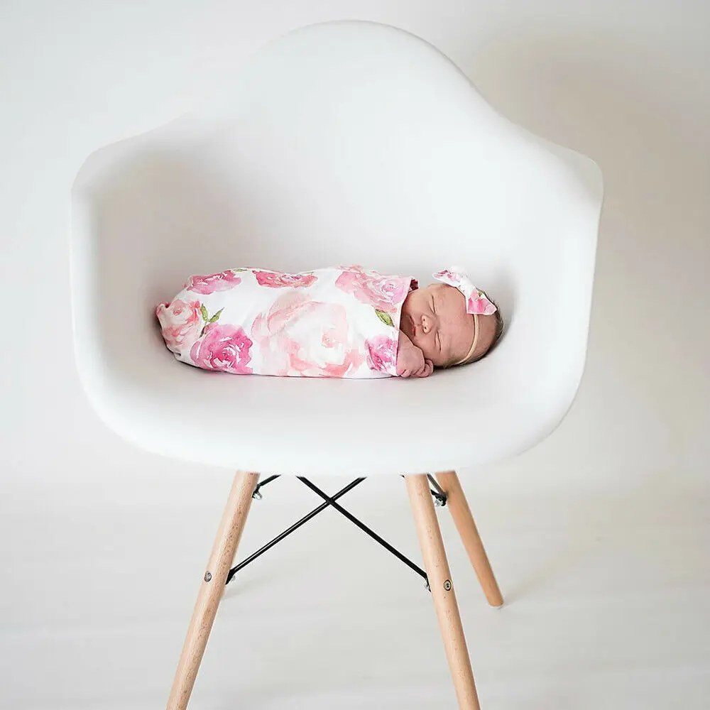 2 шт. для новорожденных милый Пеленальный Одеяло пеленка для сна муслиновая пеленка+ повязка на голову Новинка