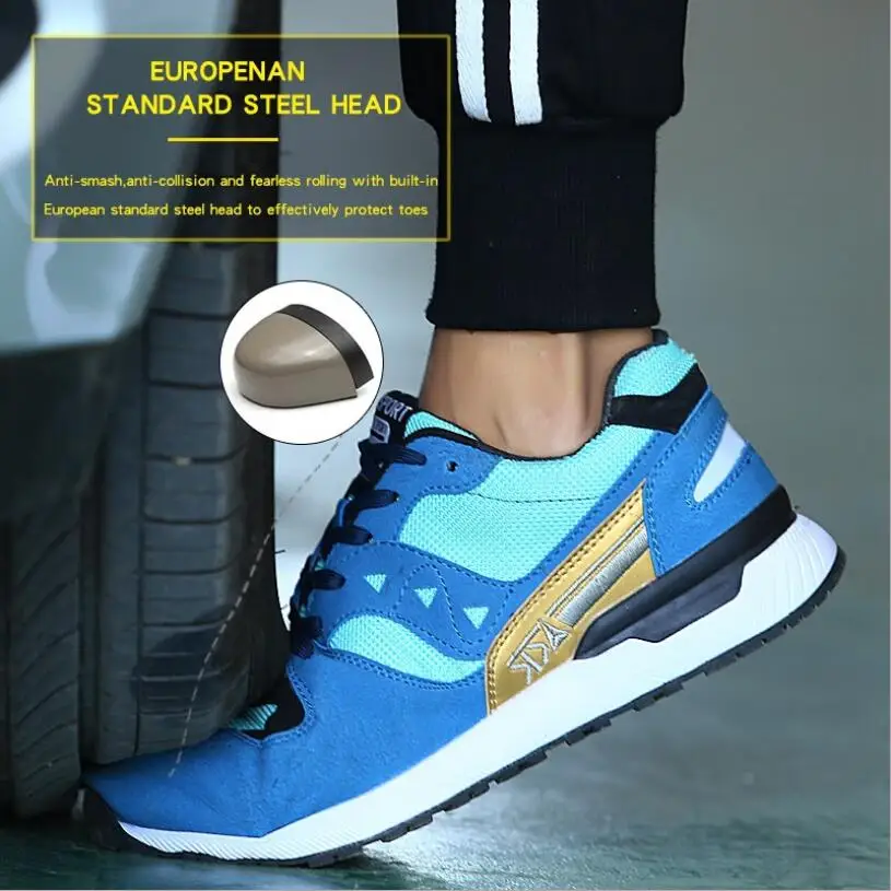 JX748 Women men Work Safety Shoes Steel Toe Cap Anti-smashing anti-piercing Sports Shoes Breathable Lightweight Unisex Sneaker