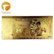Удивительная Золотая фольга банкнота Брюс Ли 100 память банкнота необычные красочные поддельные деньги Прямая поставка