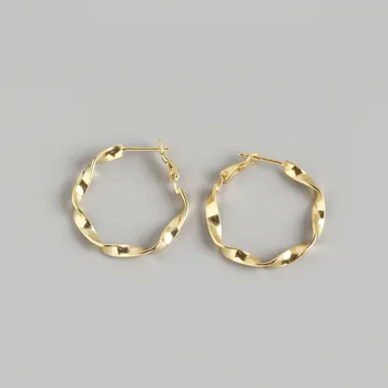 

SUNIANGON Big Mobius Hoop Earring 925 Sterling Silver White Gold Earring Twisted Strip Earring For Women Gift Jewelry 925 Silver
