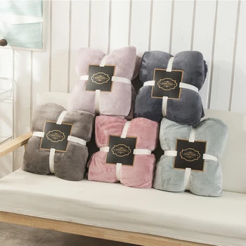 

Soft Warm Coral Fleece Blanket Winter Sheet Bedspread Solid Color Throw sofa cover Blankets small travel Blanket wholesale