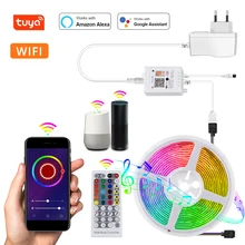 La lumière de bande de LED intelligente de Tuya WiFi 12V rvb 5050SMD fonctionnent avec la bande Flexible de lumières de LED de bande de ruban de contrôle vocal à la maison d'alexa Google