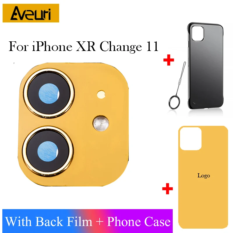 Наклейка для объектива камеры, секундная Замена для iPhone X, S, XR, XS, MAX, защитный чехол для стекла, чехол для iPhone 11 Pro, Max, наклейка, поддельная камера - Цвет: 2 Holes Yellow