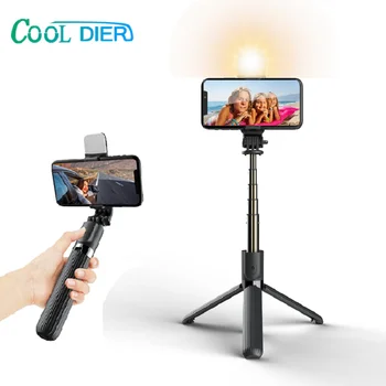 

COOL DIER New 4 in1 Wireless Bluetooth Selfie Stick With LED Fill Light Foldable Tripod Extendable Monopod For IOS Android Phone