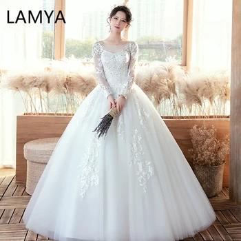 

LAMYA Long Sleeve Wedding Dress 2020 Immortal Dreamy Lace New Arrivals Pregnant Bridal Ball Gown Vestidos De Novia Robe