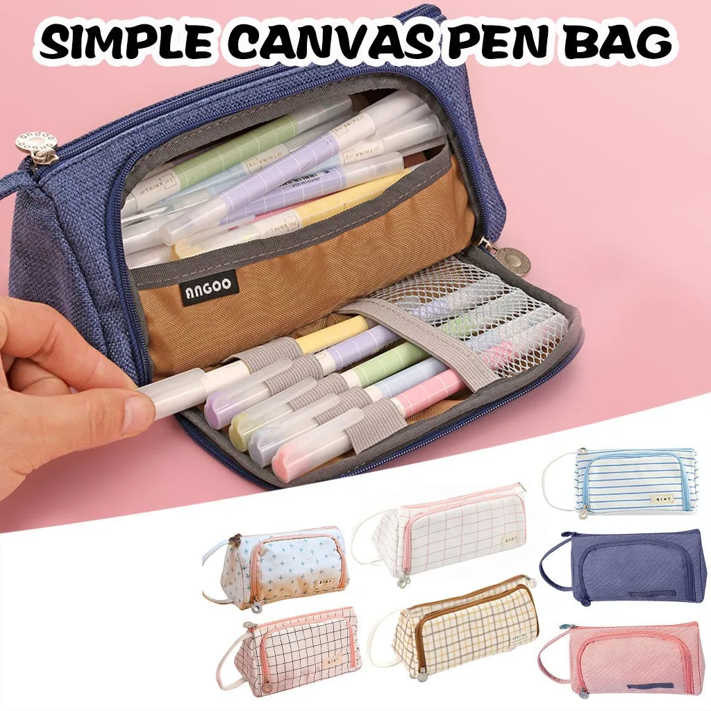 Школьный Многофункциональный портативный холщовый чехол карандаш с двойной