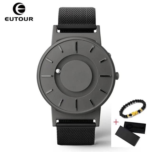 1Gray Black Steel EUTOUR, магнитные часы для мужчин, Роскошные мужские часы, Топ бренд, водонепроницаемые, кожа, магнит, кварцевые наручные часы, модные, Прямая поставка - Цвет: 1Gray Black Steel