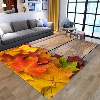 

3D Wood Grain and Leaves Printed Large Carpets Living Room Washable Anti-slip Floor Mat Home Entrance Hall Room Decor Rug/Carpet