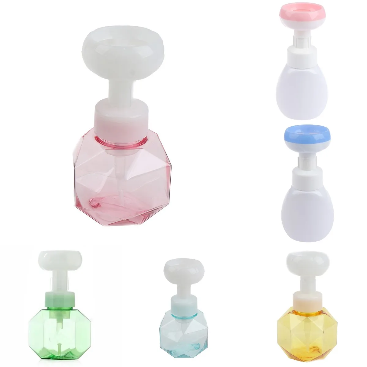 300ml Liquid Soap Dispenser Flower Shape Foam Foaming Pump Lotions Refillable Bottle Liquid Distributor Shower Foam Pump Bottle