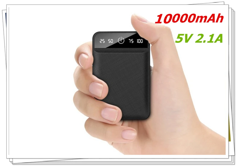 Мини Мощность банк 10000mAh 5V 2.1A Экран повербанк для Iphone внешний Батарея 2USB Мощность банка