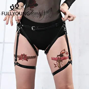 

Fullyoung Leopard Leather Harness Garter Belt BDSM Body Buttocks Bondage Lingerie Belts Harness Straps Underwear Fetish Stocking