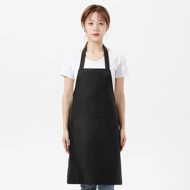 oem custom design logo black unisex waiter cooking restaurant with pocket printing men and aprons for woman Factory wholesale black