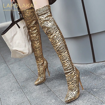 

Lapolaka 2020 Hot Sale Plus Size 48 Pointed Toe Over The Knee Boots Woman Shoes Zip Up Thin High Heels Fashion Boots Female