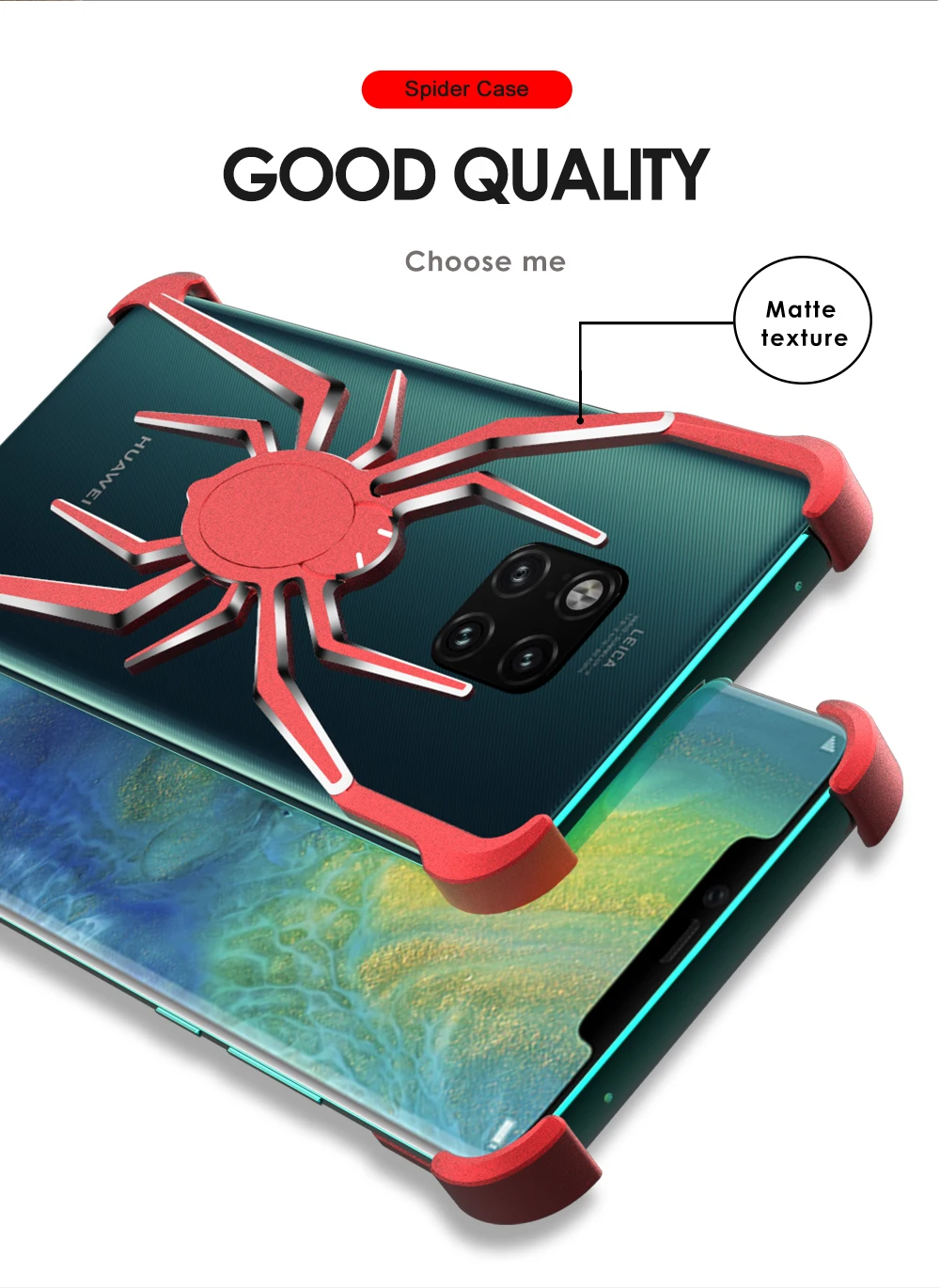 Алюминиевый чехол с пауком для huawei mate 20 mate20pro P30 Pro vivo X27 IQOO, противоударный металлический бампер из сплава, чехол
