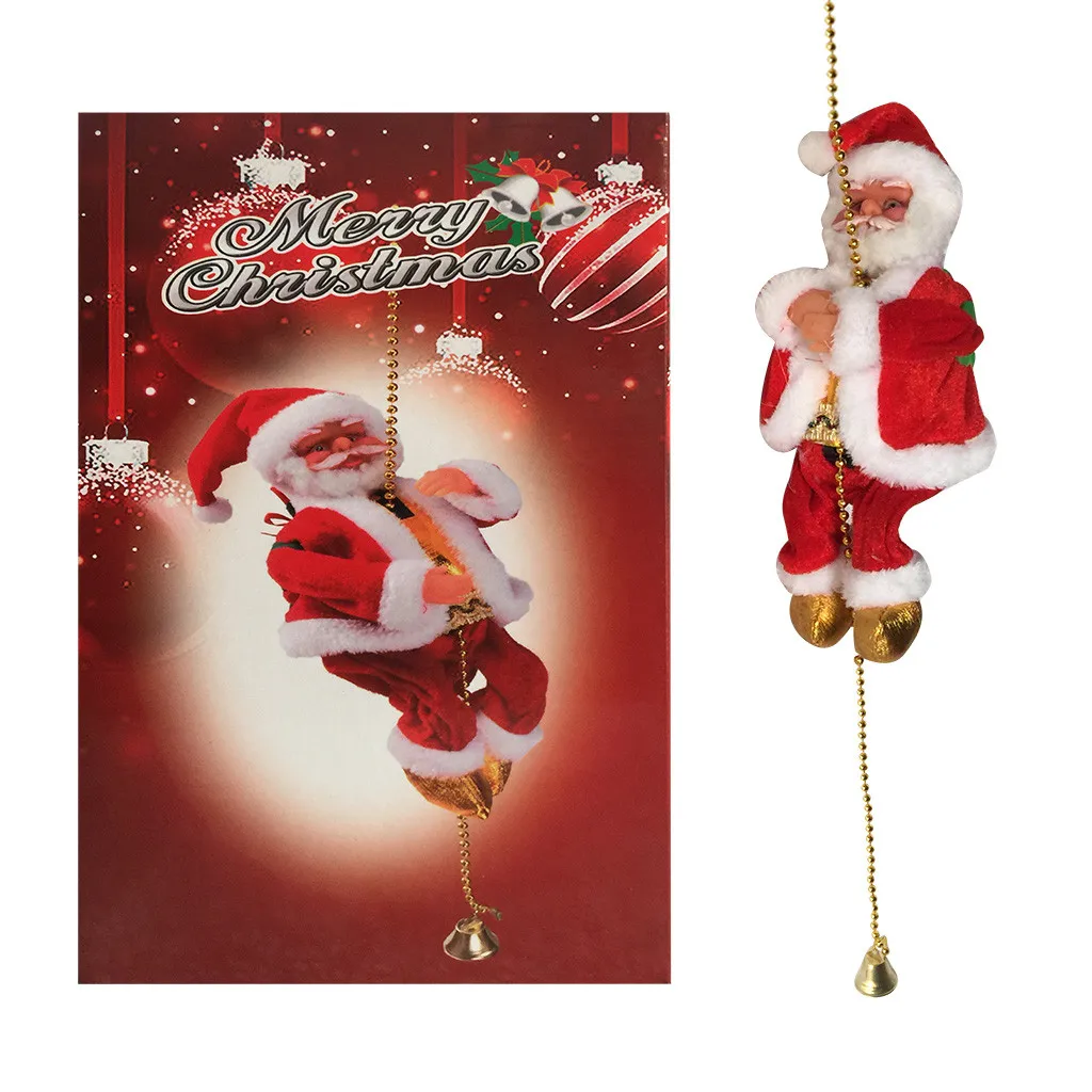 

Electric Climbing Ladder Santa Claus Christmas Figurine Ornament with music climb up the beads and go down repeatedly kid Gifts