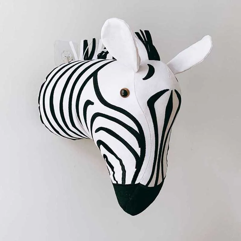 zebra 3D голова животного настенное крепление Зебра/Слон/Жираф мягкие игрушки для детей Детская комната Настенное подвесное украшение подарок на день рождения Рождество - Цвет: zebra