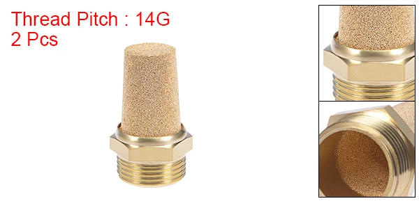2pcs 3or4PT Uxcell 3 спеченный Бронзовый глушитель с латунным корпусом для снижения динамического шума пневматических компонентов или устройства выхлопа - Цвет: 2pcs 3or4PT