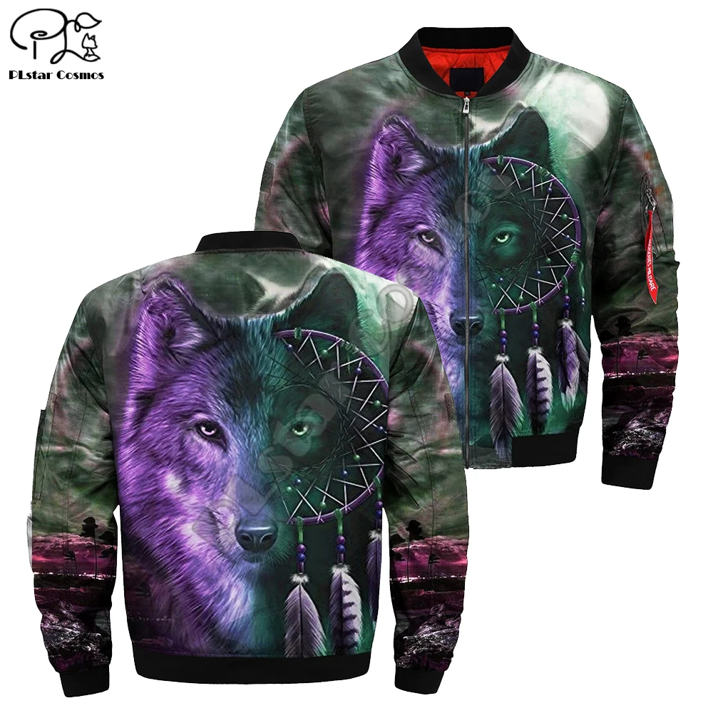 Billig Wolf 3D bomber jacken Hoodies Männer frauen Winter Dicke zipper Jacken Langarm Pullover Unisex Nordic Armee Militär mantel 005