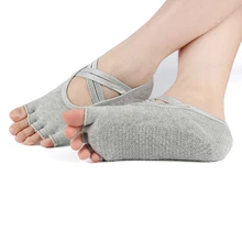 Женские Штаны Для Йоги пикантные спортивные носки Силиконовое противоскользящее покрытие пять пальцев Половина носком танцевальные Тапочки 5 расцветок с открытым носком балетки тренажерный зал Фитнес спортивные Socken