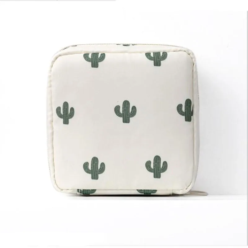 White Catcus Прямая поставка, нейлоновая женская гигиеническая сумка для салфеток, держатель тампона, органайзер для салфеток, косметичка для хранения на молнии, гигиеническая прокладка, сумка - Цвет: White Catcus