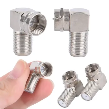

2pcs 90 Degree TV Aerial Antenna Plug Connector Right Angle Adapter Plug To Socket Coax Cable F-Type Male to Female