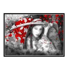 

Japanese Bushido 5D DIY Diamond Painting Cross Stitch Samurai Full Square Round Drill Mosaic Embroidery Black Red Room Decor Art