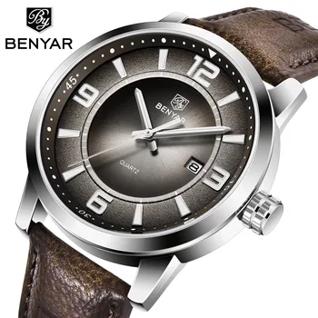 

Binya luxurious watch clock man luxury watch men quartz watch calendar fashion waterproof leather men Watch relogio masculino