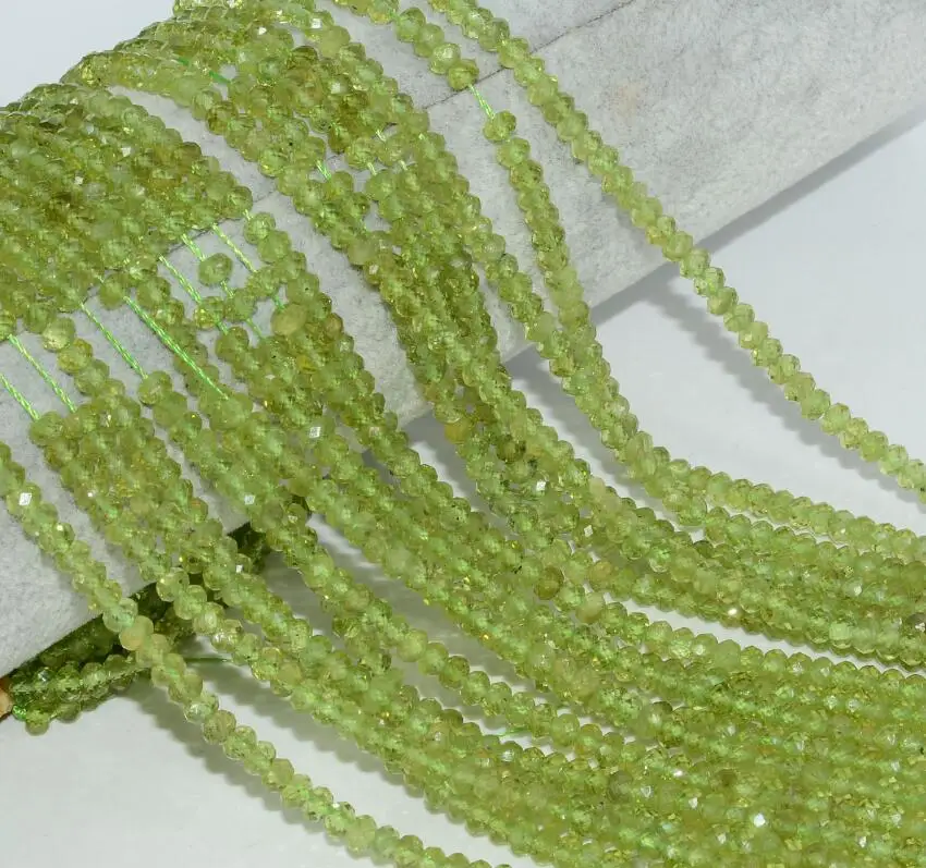 Peridot Натуральный Полудрагоценный камень граненые бусины 4x2mm~ 4x3 мм, сапфир, аквамарин, шпинель, Lapis только для того, чтобы сделать так, чтобы это было лабрадорит, Sunstone и т. д - Цвет: Peridot