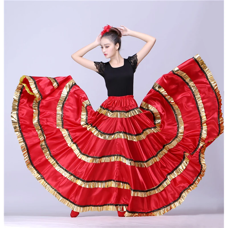 Style2 540 degree Испанская традиционная коррида фестиваль для женщин танцевальные костюмы фламенко красная юбка представление сцена Одежда бальное платье - Цвет: Style2 540 degree