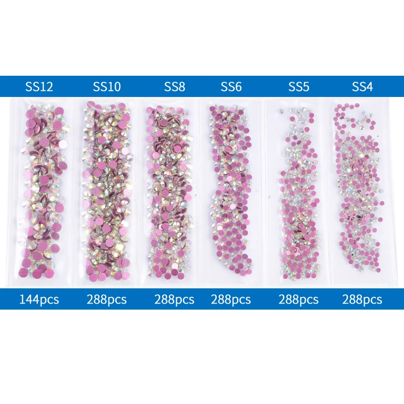 OLEEYA Crystal Rose Gold bottom Glass nail art non hot fix rhinestones (1)