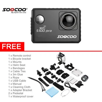 

Voice Control S100Pro Waterdichte Actie Camera Wifi 4K HD 2.0 Touch Screen Sport Camera Met Microfoon GPS Extension