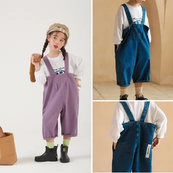

Kids Baby Girls Overalls Sleeveless Loose Style Romper Toddler Boys Denim Jumpsuit Wide Leg Pants Trousers Baby Girls Overalls