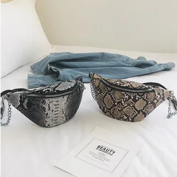 

Tiktok Small Flap Bags For Women 2020 Summer New Snake Pattern Shoulder Diagonal Pu Leather Retro Clutch Chest Bag Waist Bag