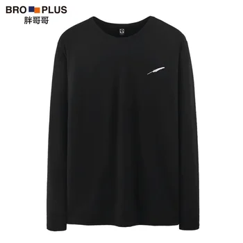 

Fat Brother Big Size Long-Sleeved T-shirt Men's Embroidered Feather Youth Base Shirt Plus-sized Fat Long-Sleeved Upper Garment