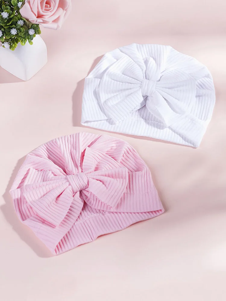 Spring Baby Hat Soft Bow Baby Girls Boys Hat Turban Solid Color Newborn Infant Cap Beanies Toddler Headwraps baby stroller mosquito net