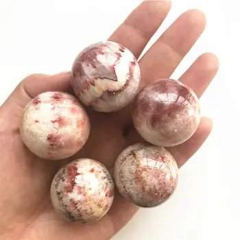 

31-33mm Natural Quartz Stone Meat Pork Stone Sphere Ball Bacon Stone Collection Gift Natural Quartz Crystals 1pc