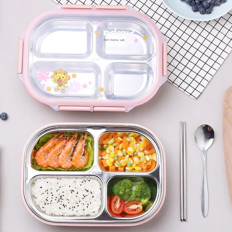 

In Stainless Steel Lunch Box Cute Thermal Isolation Bento Box Picnic Eco-Friendly School Food Container With Compartments