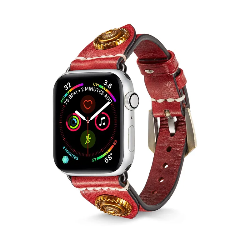 A 2 Кожаный сменный ремешок для часов 40 44 мм для Apple Watch 5 4 3 2 в стиле рок, панк, аксессуары для браслетов iWatch 38 42 мм, ремешок из натуральной кожи - Цвет ремешка: A 2