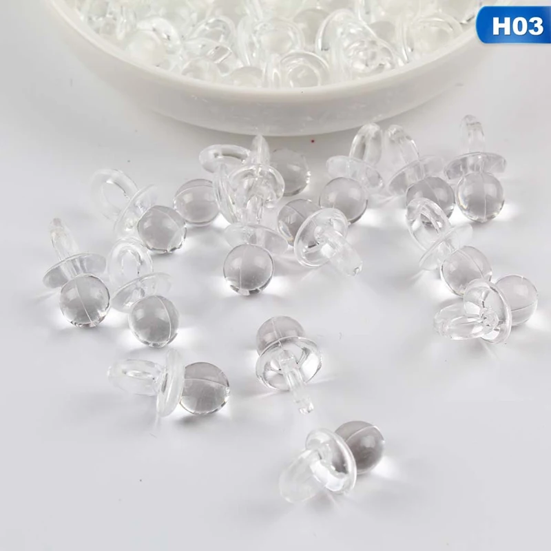 H03 50pcs/set Multicolor Acrylic Crystal Baby Pacifier Charm Pendants Beads For Kids Handmade DIY Baby Pacifier Accessories - Цвет: H03