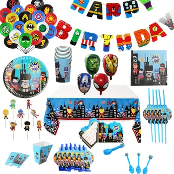 

Avenger Superhero Superman Party Disposable Tableware Plate Cup Tablecloth Kids Birthday Party Baby Shower Decorations Supplies