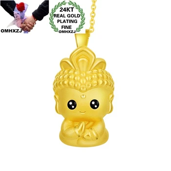 

OMHXZJ Jewelry Wholesale CA405 European Fashion Fine Woman Man Party Birthday Wedding Gift Zodica Buddha 24KT Gold Pendant Charm