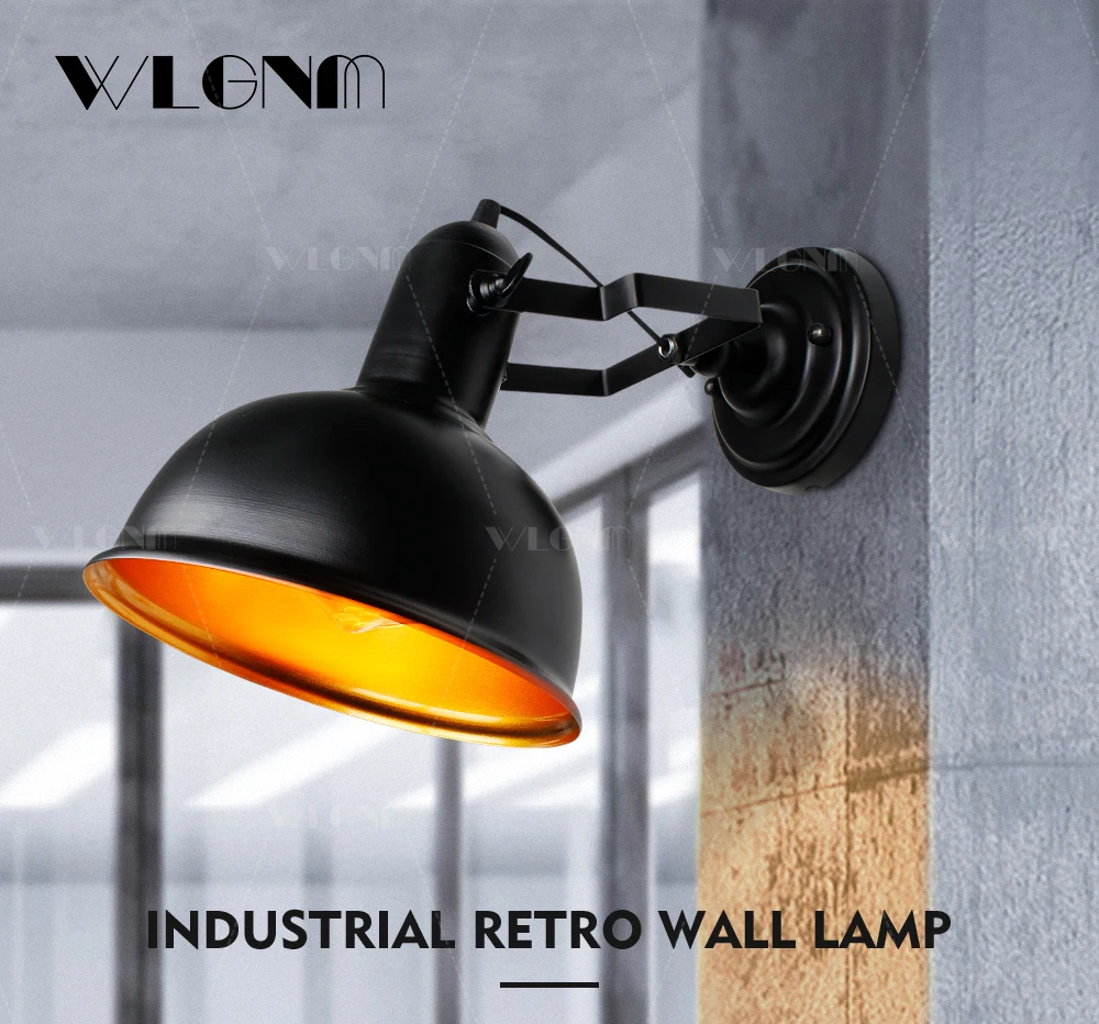 Lâmpada de Parede Industrial da Parede do Vintage Retro do Ferro Certificação do ce Arandela Suporte Ajustável 90-260 v 60 w Máximo 16x21.5cm Dxa Luz E27 Mod. 129788 2 certificação do ce