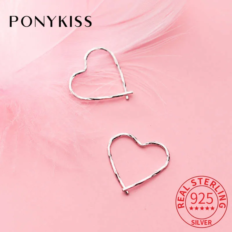 Серьги-кольца PONYKISS женские из серебра 100% пробы ажурные украшения геометрической