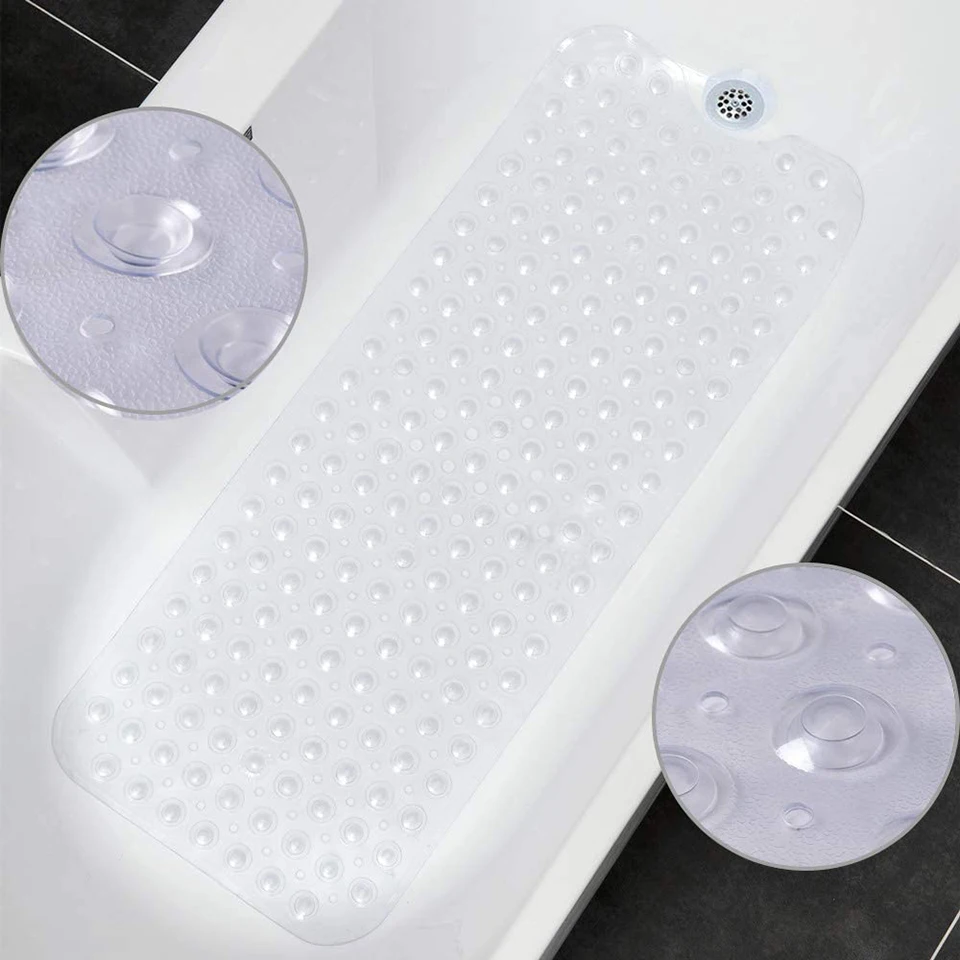 Anti-Slip Strong Suction PVC Rubber Bathroom Shower Mat White