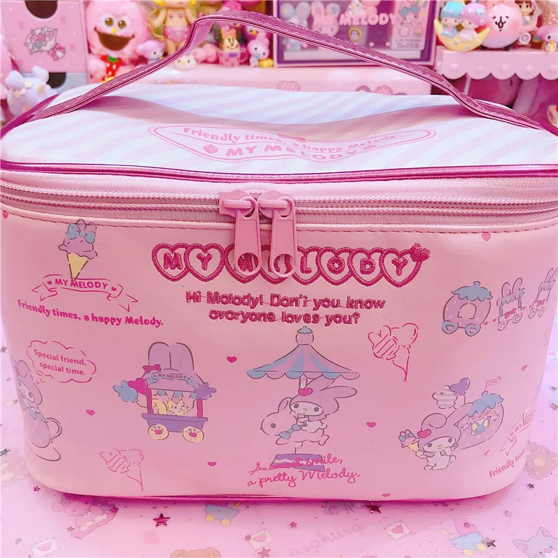  Pink Melody Playgroud Cosmetic Bags Cartoon Girls Travel Wash Bags Lady Organizer Hang Makeup Bag S