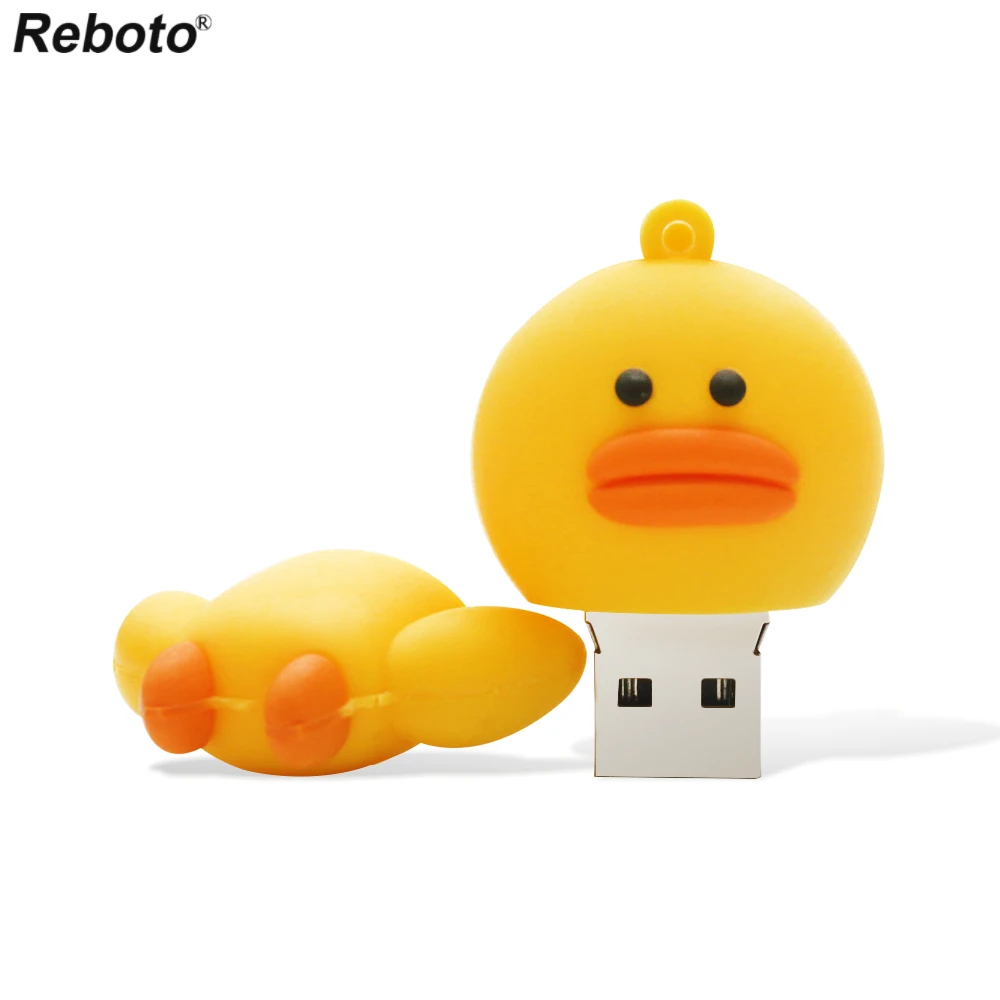 Cartoon Animated USB Flash Pendrive 64GB 32GB 16GB 8GB Mini Memory Stick Cute Yellow Duck Storage Device For PC