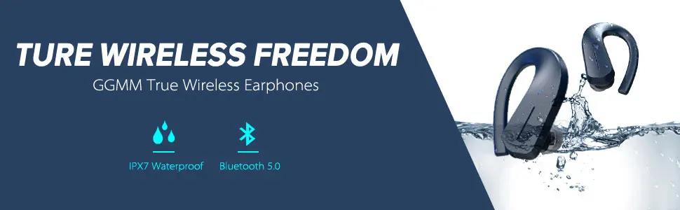 GGMM T1 спортивные Bluetooth наушники TWS беспроводные наушники BT V5.0 IPX7 водонепроницаемый тяжелый бас звук до 9 часов воспроизведения