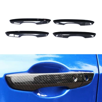 

Carbon Fiber Door Handle Cover Car Plastic Glossy Black 8pcs Accessory Parts