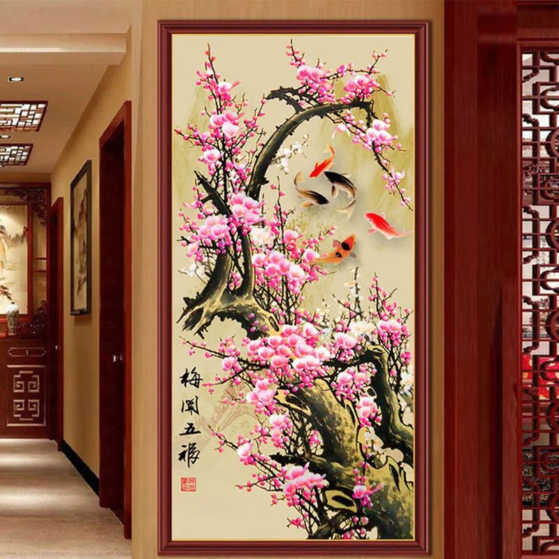 QIANZEHUI DIY Алмазная вышивка особой формы полностью Стразы с цветком сливы крестиком