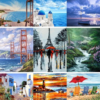 

Sea View Beach Landscape Diy Painting By Numbers Canvas Paint Wedding Decoration Art Picture Gift Fashion Home Decor